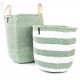 White and green stripe MIFUKO basket